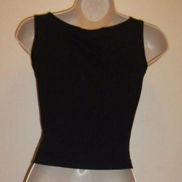 Rare True Vintage Lined Mesh Sequins Bowed Front Black Back Top